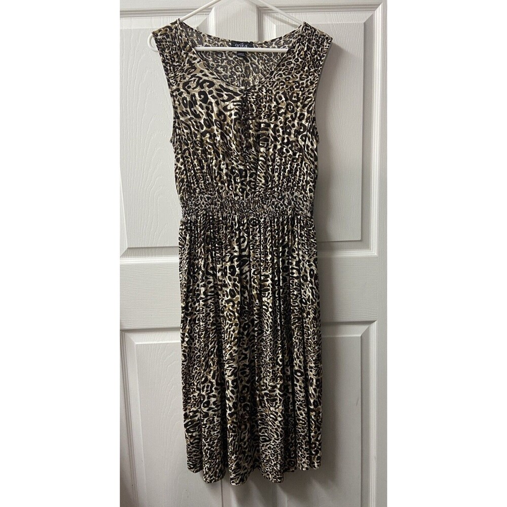 Erika Dress Women Medium Brown Mob Wife Leopard Print Fit and Flare Sleeveless